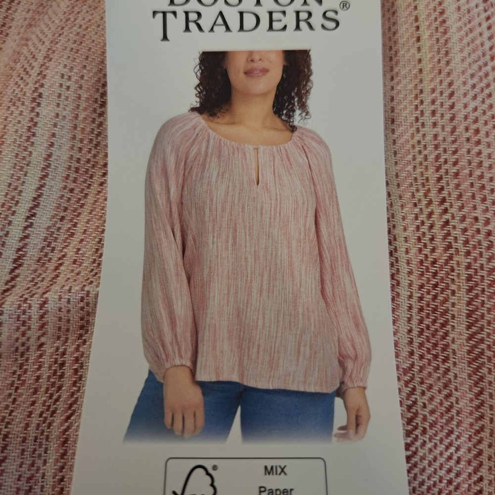 Boston Traders Womens Blouse XXL Red NWT Linen Blend 1769-210